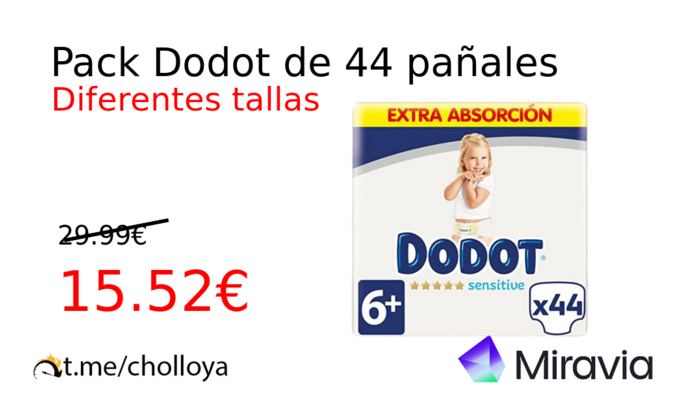 Pack Dodot de 44 pañales