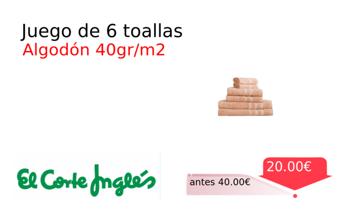 Juego de 6 toallas