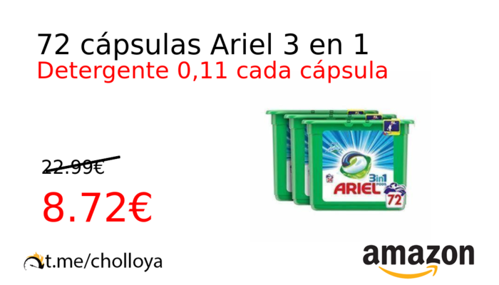 72 cápsulas Ariel 3 en 1