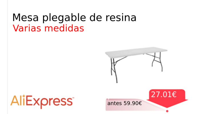 Mesa plegable de resina