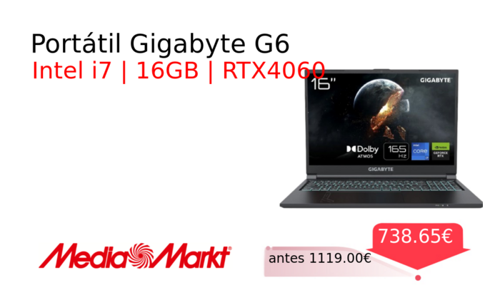 Portátil Gigabyte G6