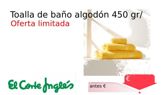 Toalla de baño algodón 450 gr/