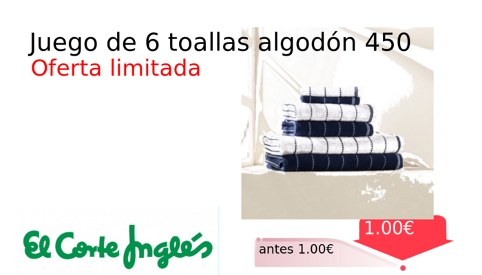 Juego de 6 toallas algodón 450