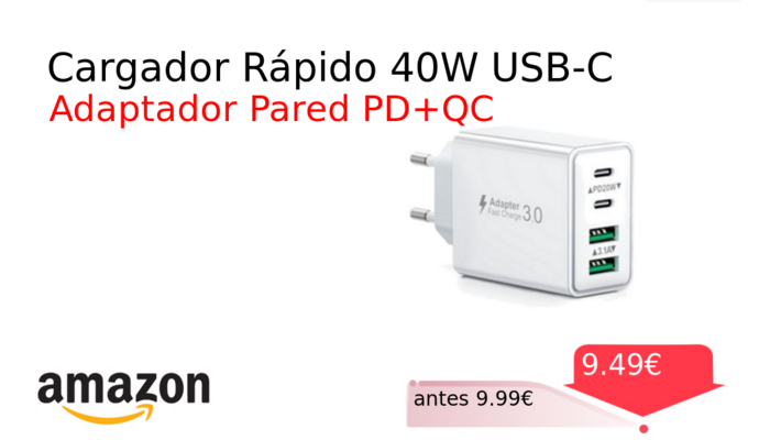Cargador Rápido 40W USB-C