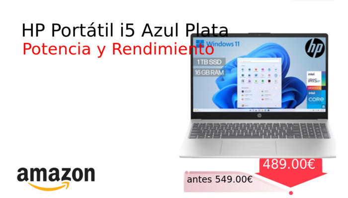 HP Portátil i5 Azul Plata
