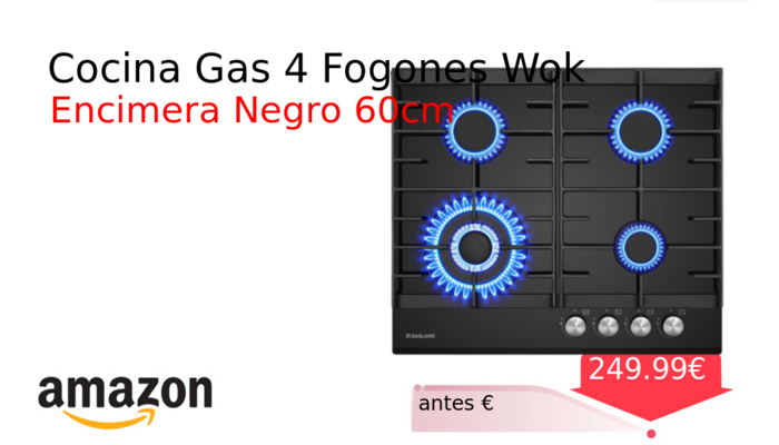 Cocina Gas 4 Fogones Wok