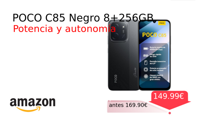 POCO C85 Negro 8+256GB