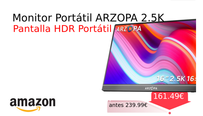 Monitor Portátil ARZOPA 2.5K