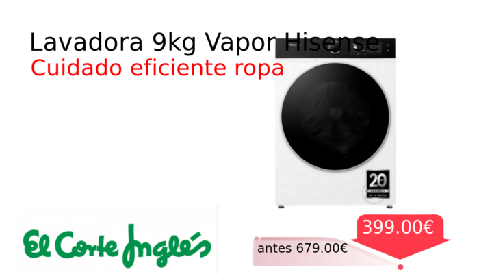 Lavadora 9kg Vapor Hisense