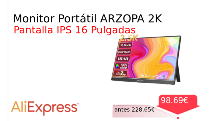 Monitor Portátil ARZOPA 2K