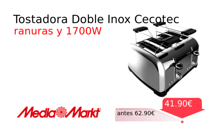 Tostadora Doble Inox Cecotec