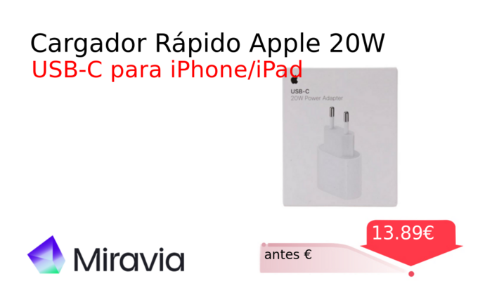 Cargador Rápido Apple 20W