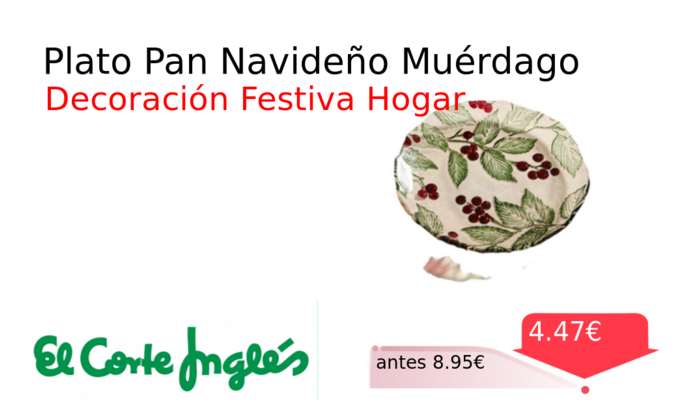 Plato Pan Navideño Muérdago