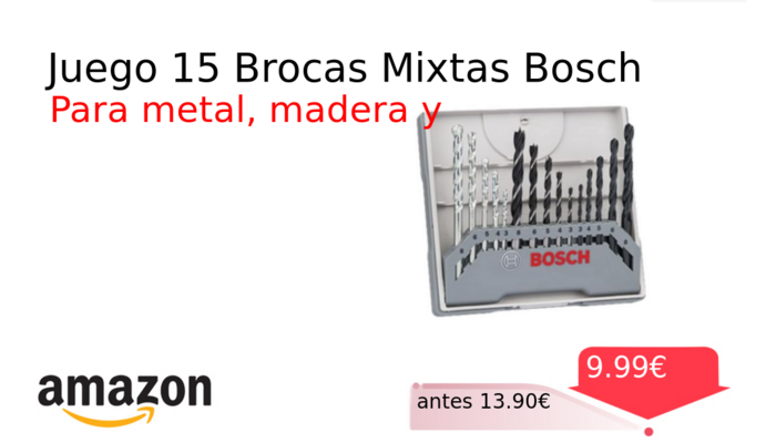 Juego 15 Brocas Mixtas Bosch