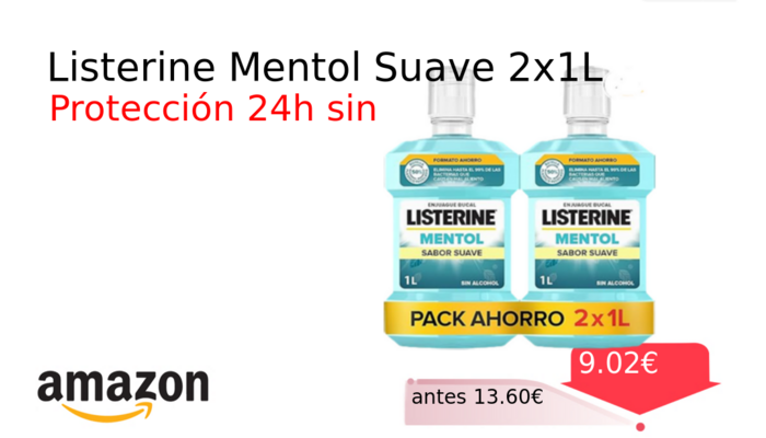 Listerine Mentol Suave 2x1L