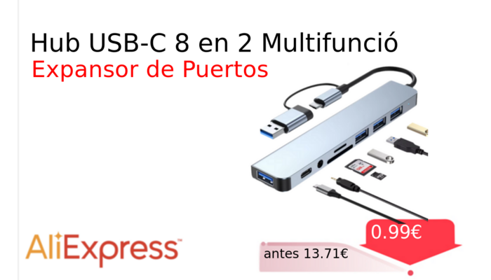 Hub USB-C 8 en 2 Multifunció