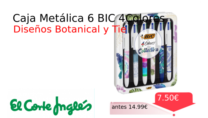 Caja Metálica 6 BIC 4Colores