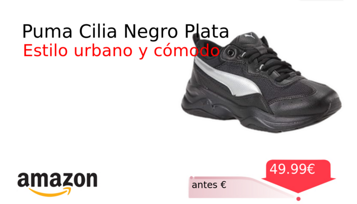Puma Cilia Negro Plata