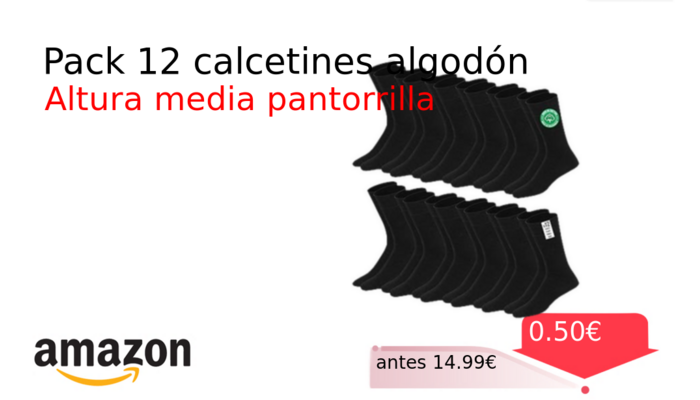Pack 12 calcetines algodón