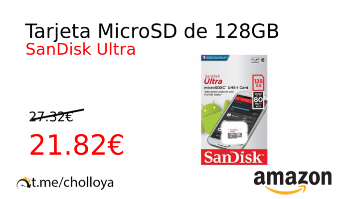 Tarjeta MicroSD de 128GB