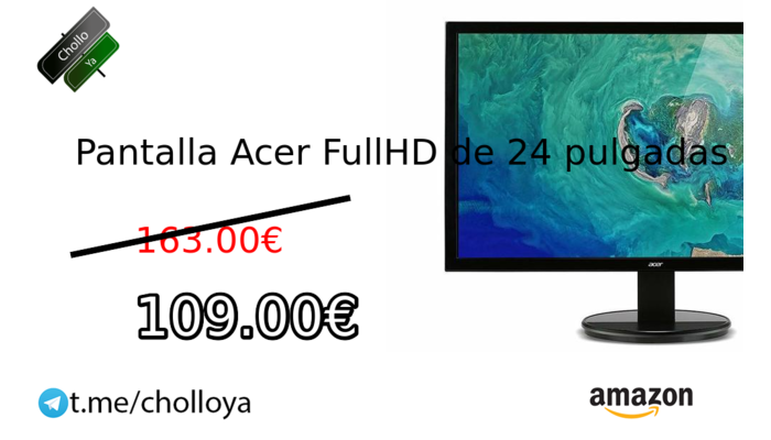 Pantalla Acer FullHD de 24 pulgadas