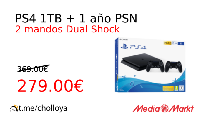PS4 1TB + 1 año PSN