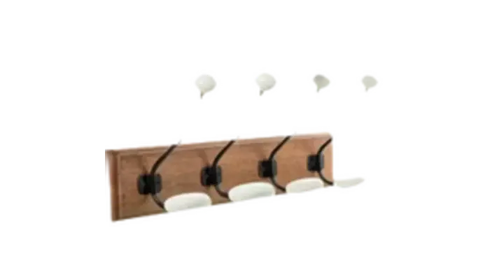 Perchero de Pared Fijalo Elegante con Base de Madera y Ganchos de Hierro