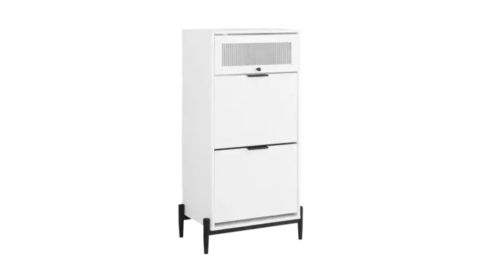 Zapatero SoBuy FSB95-W con 2 Puertas y Estante Superior de Cristal