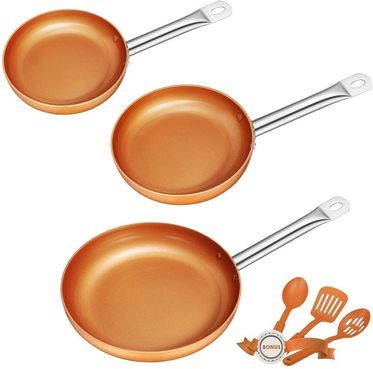 Juego de 3 sartenes de cobre