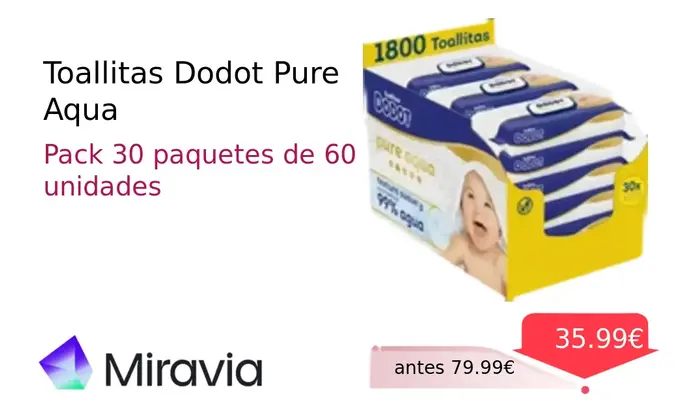 Toallitas Dodot Pure Aqua - Pack Ahorro 30 Unidades