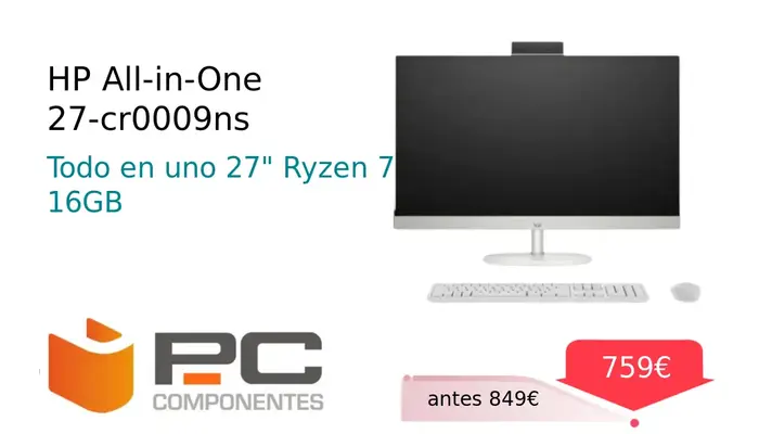 HP All-in-One 27-cr0009ns Ordenador de Sobremesa con Pantalla Nítida