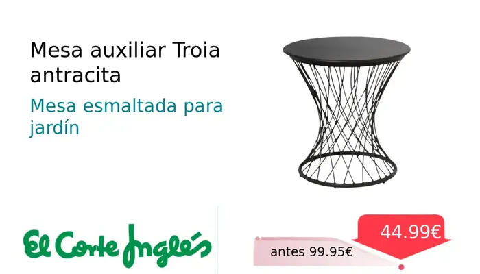Mesa Auxiliar Troia Antracita para Jardín
