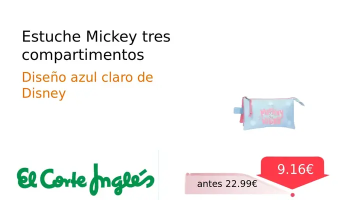 Estuche Escolar Mickey Mouse Tres Compartimentos