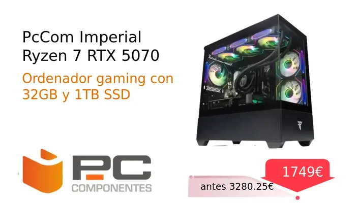 PCCom Imperial Gaming PC: Ryzen 7, 32GB RAM, 1TB SSD, RTX 5070