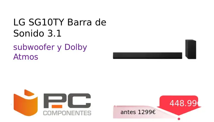 Barra de Sonido LG SG10TY 3.1 con Conectividad Avanzada