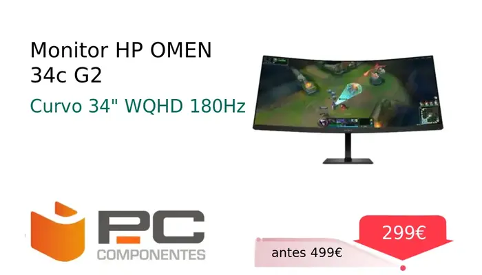 Monitor Curvo HP OMEN 34c G2 de 34" para Gaming y Productividad