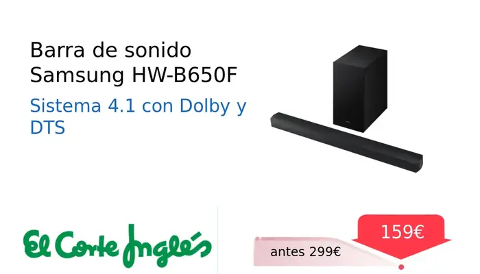Barra de Sonido Samsung HW-B650F con Sonido Envolvente