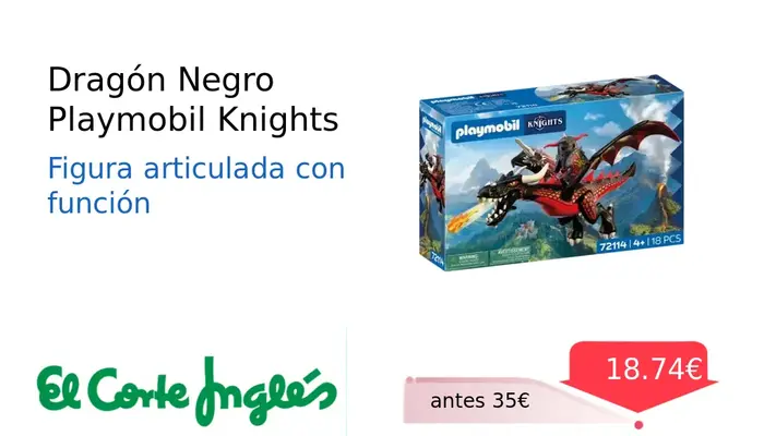 Playmobil Knights Dragón Negro con Función de Disparo