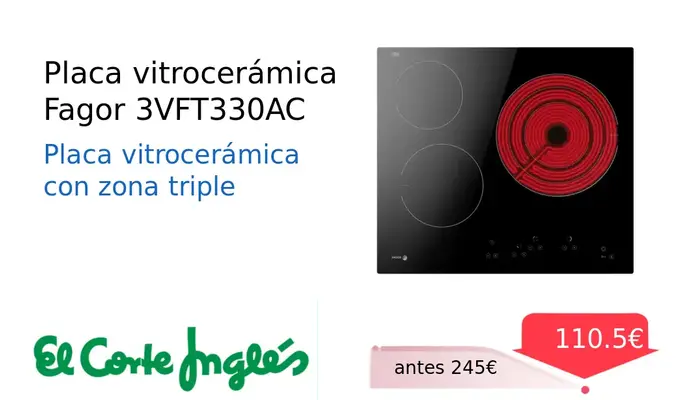 Placa Vitrocerámica Fagor 3VFT330AC con Zona Triple