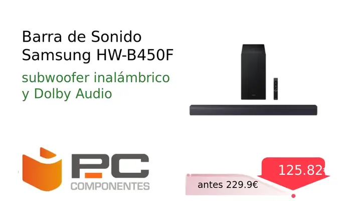 Barra de Sonido Samsung HW-B450F con Subwoofer Inalámbrico