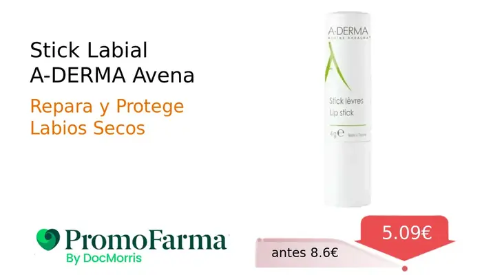 Stick Labial A-DERMA con Avena Natural para Labios Secos