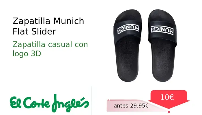 Zapatilla Munich Flat Slider 3D Logo Black