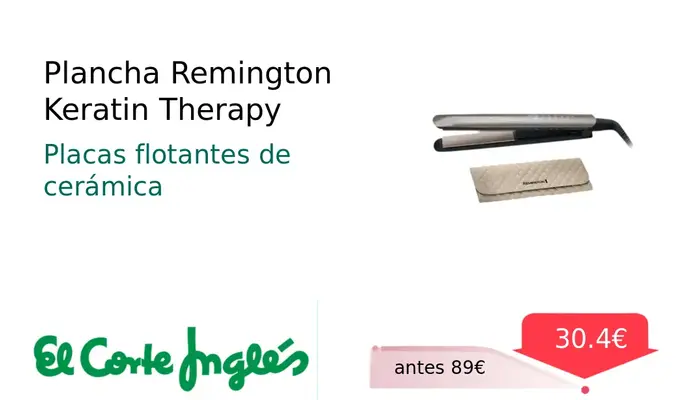 Plancha de Pelo Remington Keratin Therapy con Sensor de Protección