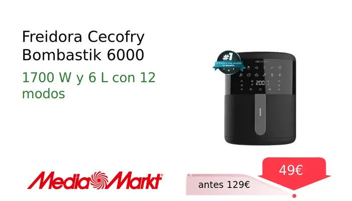 Cecofry Bombastik 6000 Freidora de Aire Caliente 6L