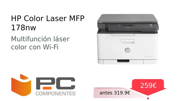 Impresora Multifunción HP Color Laser MFP 178nw con Conectividad Wi-Fi