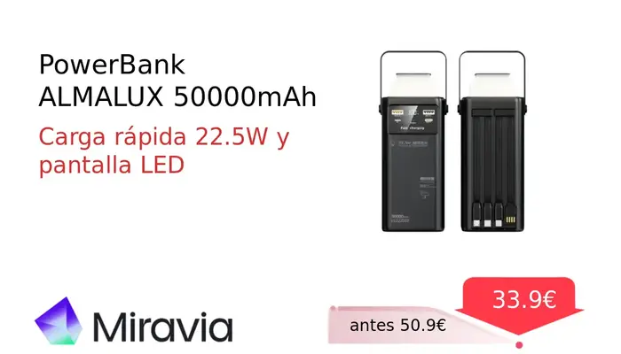 Power Bank ALMALUX 50000mAh de Alta Capacidad en Miravia