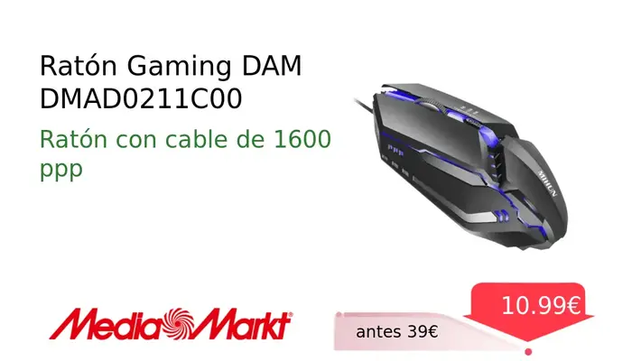 Ratón Gaming DAM DMAD0211C00 Negro
