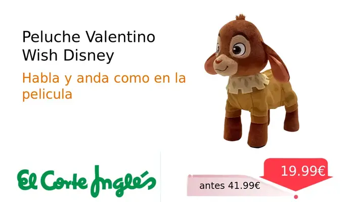 Peluche Valentino Wish Disney de El Corte Inglés