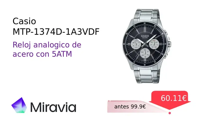 Reloj Casio MTP-1374D-1A3VDF de Cuarzo para Hombre