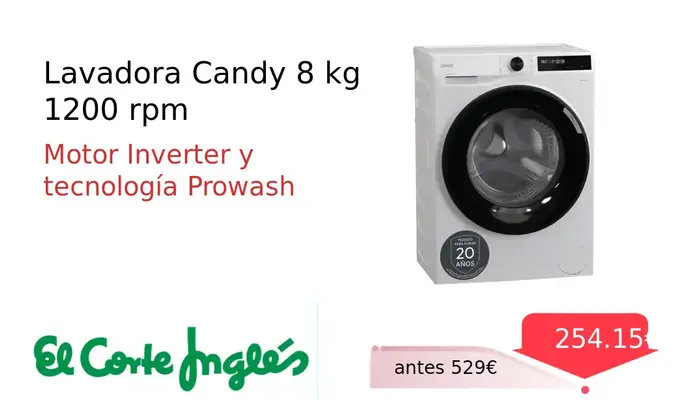 Lavadora Candy 8 kg 1200 rpm